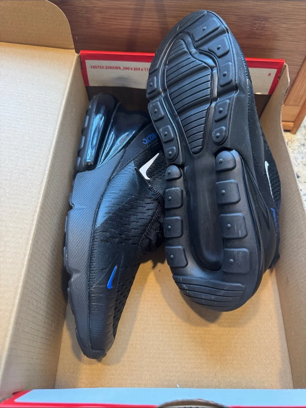 Nike Black/Blue Air Max 270 React-Style Youth Sneakers